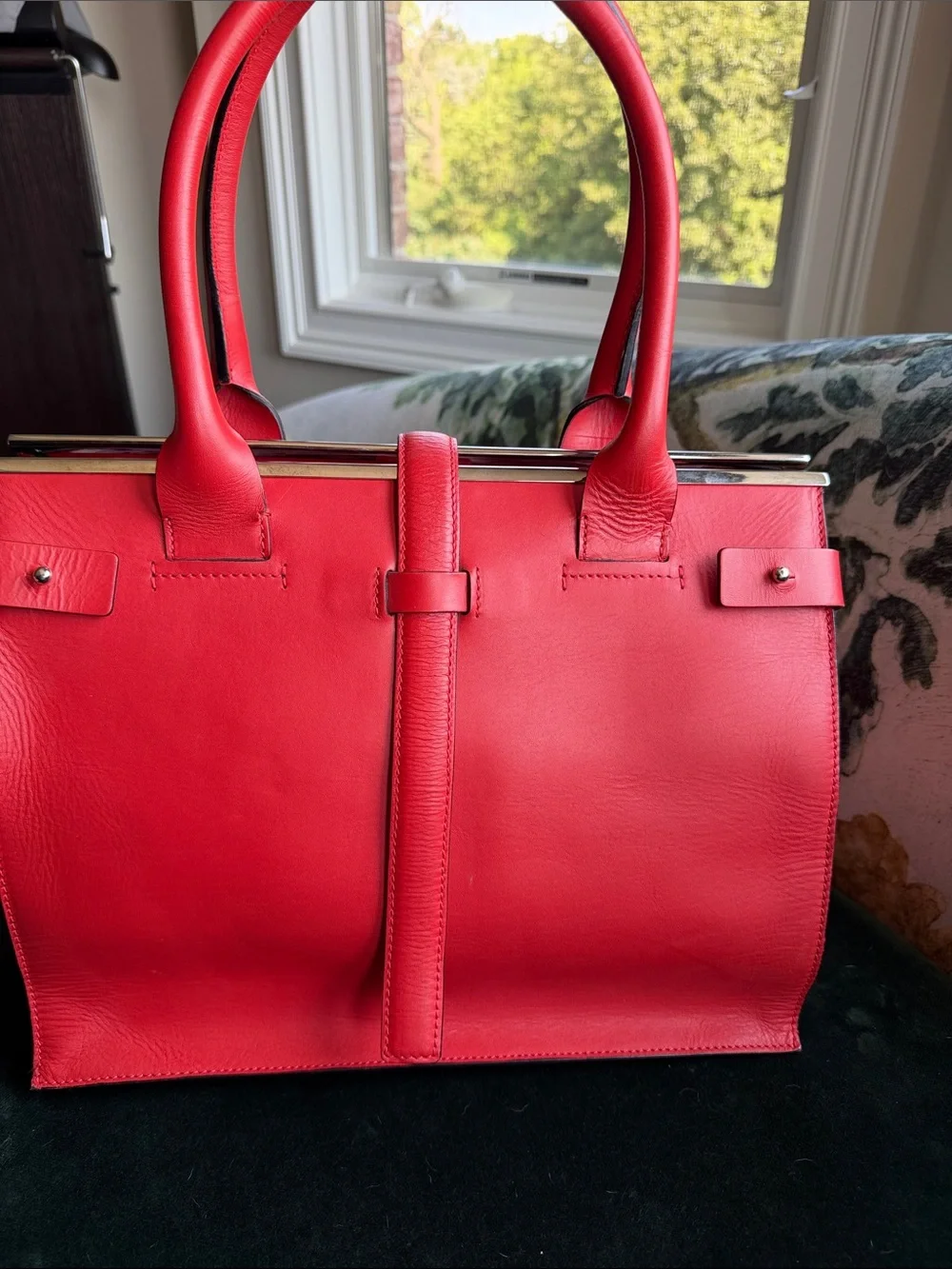 CNC Costume National Red Leather Top-Handle Satchel